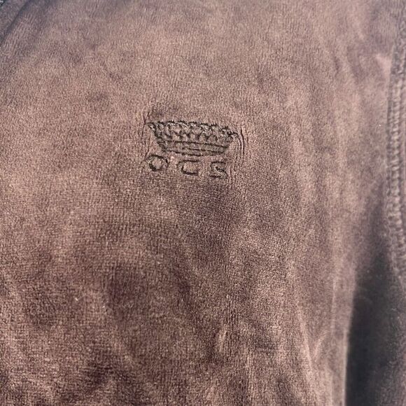 Oleg Cassini Sport Small Full Zip Front Jacket Brown Velour Pockets Y2K Active - Picture 4 of 9